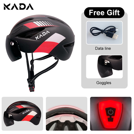 KADA Bike Helmet with Taillight Magnetic Goggles